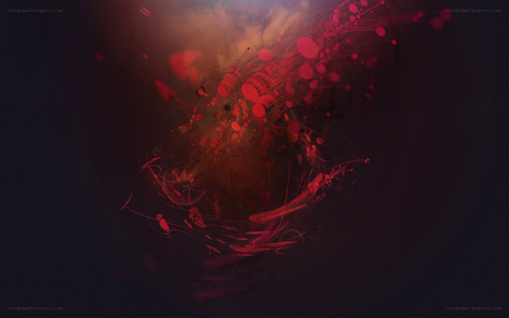 Red abstract splatter art