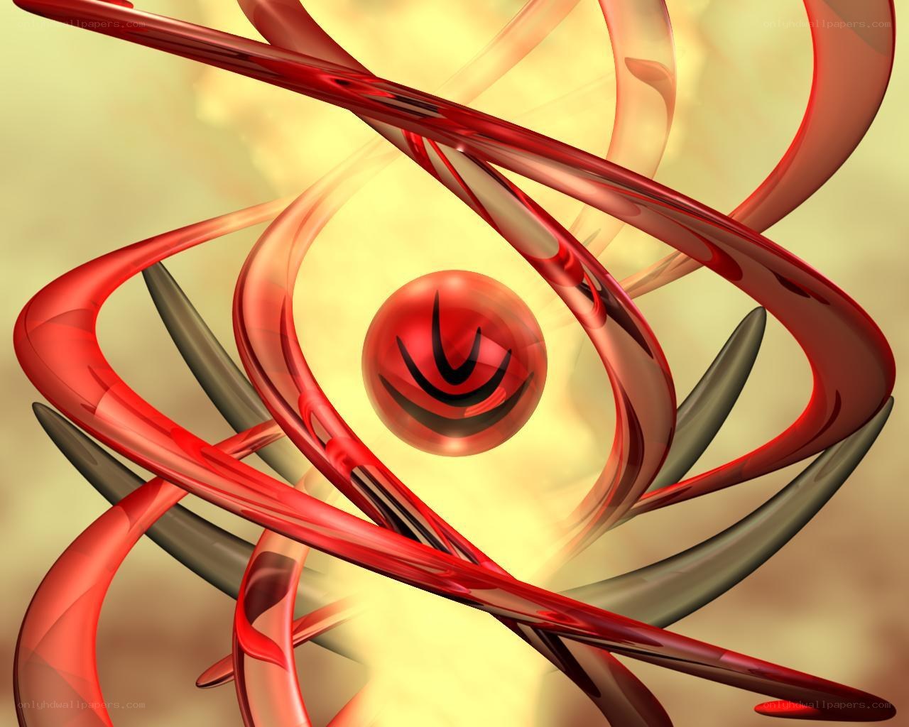 Red abstract swirls and sphere