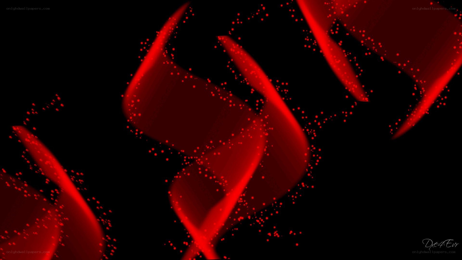 Red abstract swirls on black