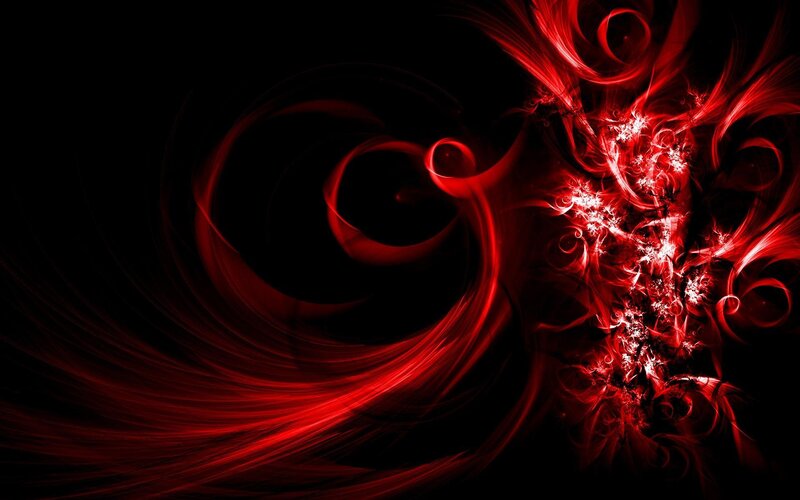Red abstract swirls on black