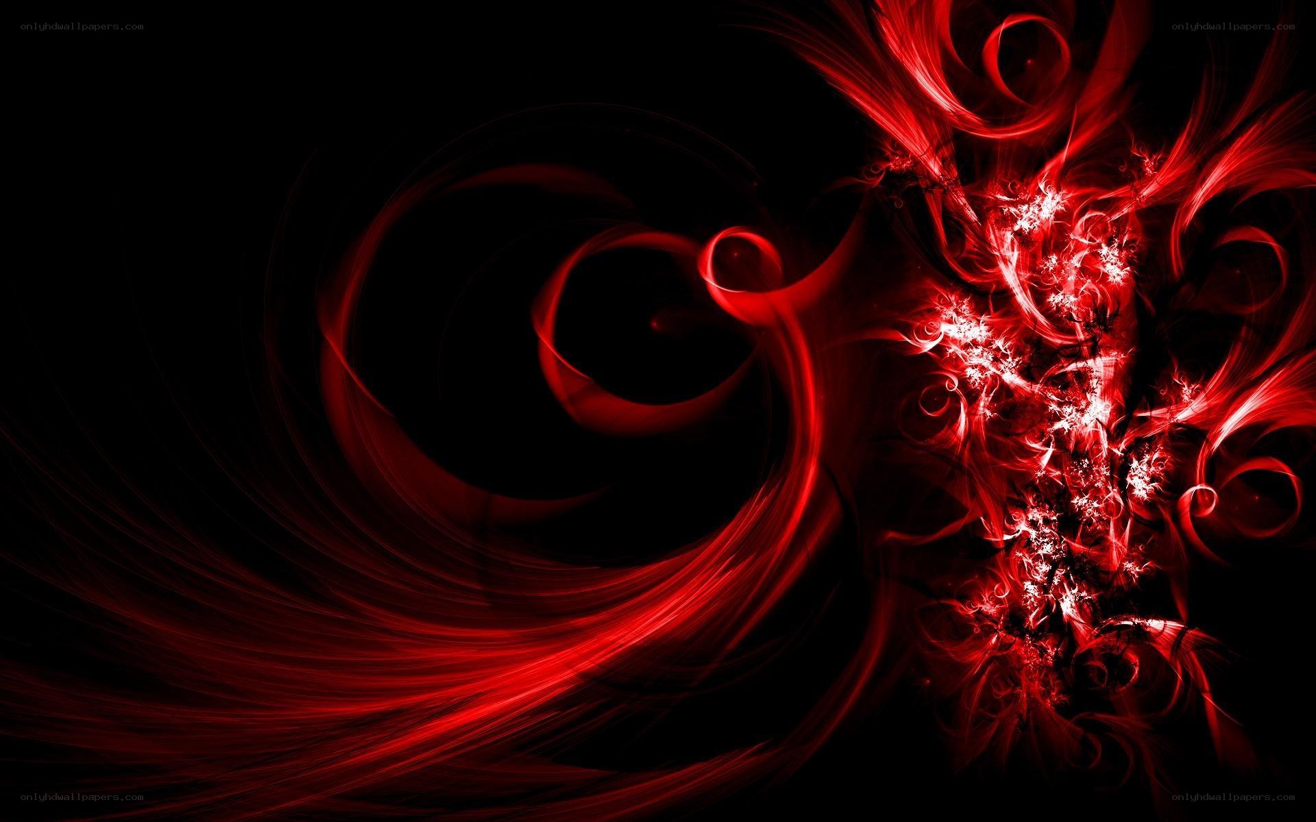 Red abstract swirls on black
