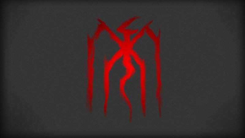 Red Abstract Symbol — Ominous