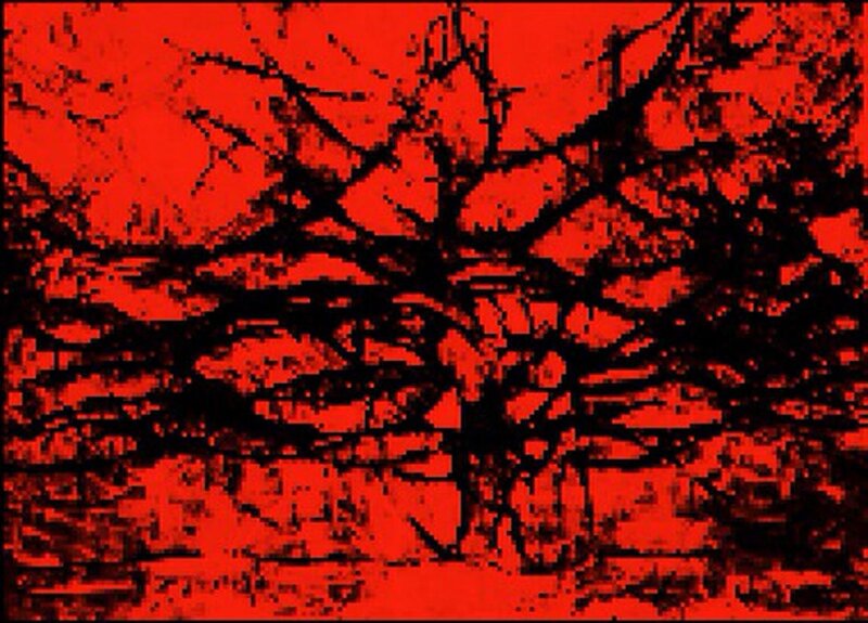 Red abstract tree pattern