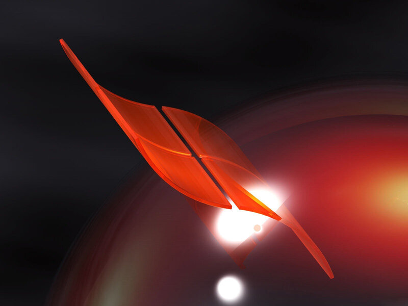 Red abstract wing design