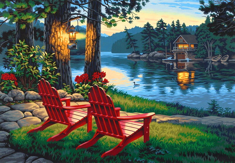 Red Adirondack Chairs — Serene