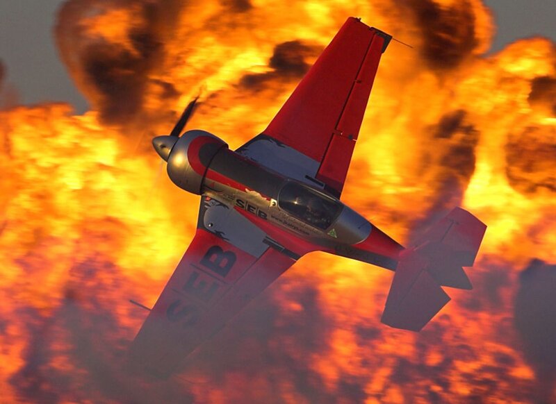 Red Aerobatic Plane — Dramatic