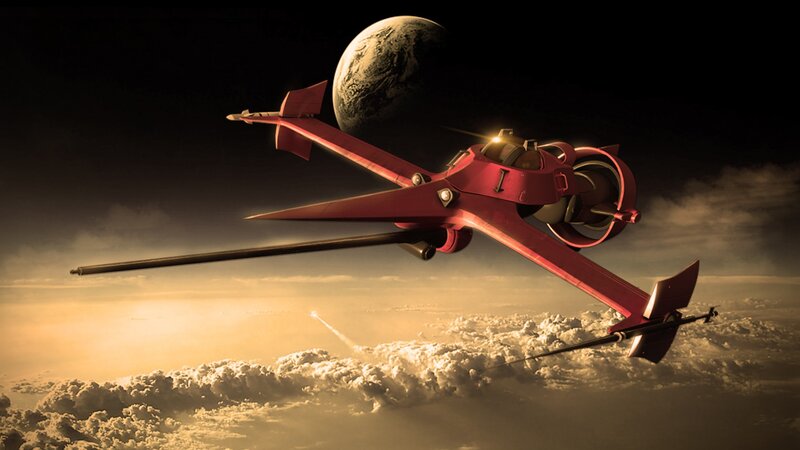 Red Aircraft in Space