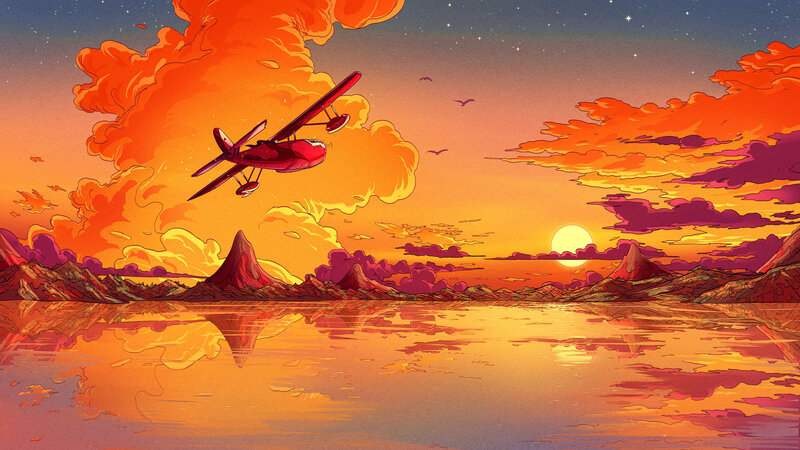 Red Airplane Flying — Orange