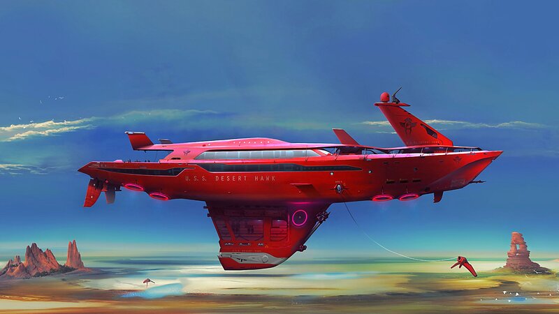 Red Airship in Desert