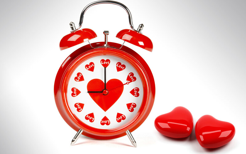 Red Alarm Clock with Hearts — Romantic