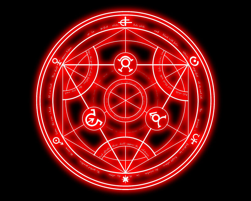 Red Alchemical Circle — Dramatic