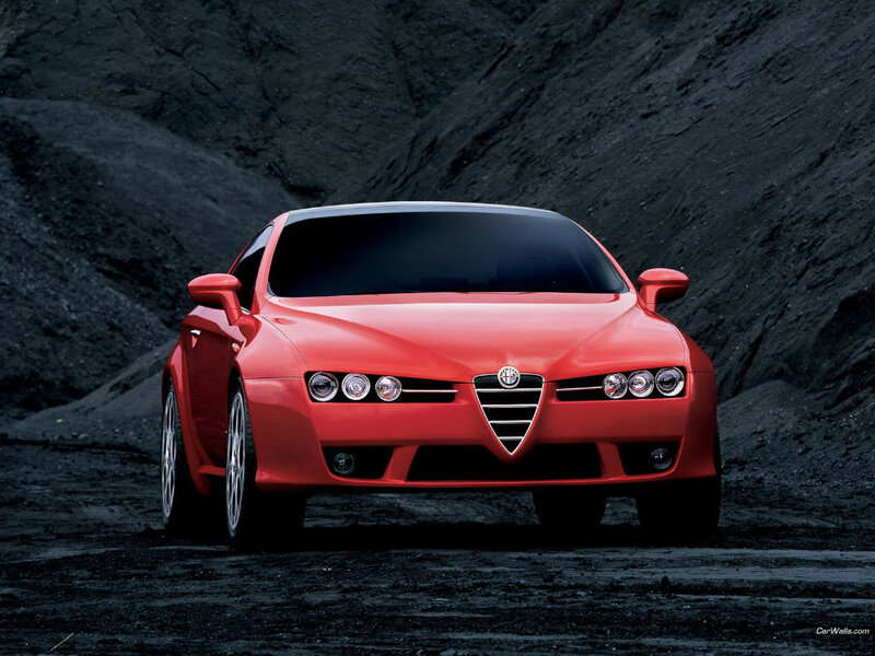 Red Alfa Romeo Car — Dramatic, Photograph, Mountain, Road