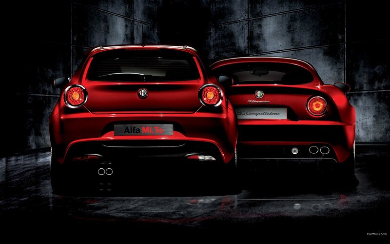 Red Alfa Romeo cars rear view