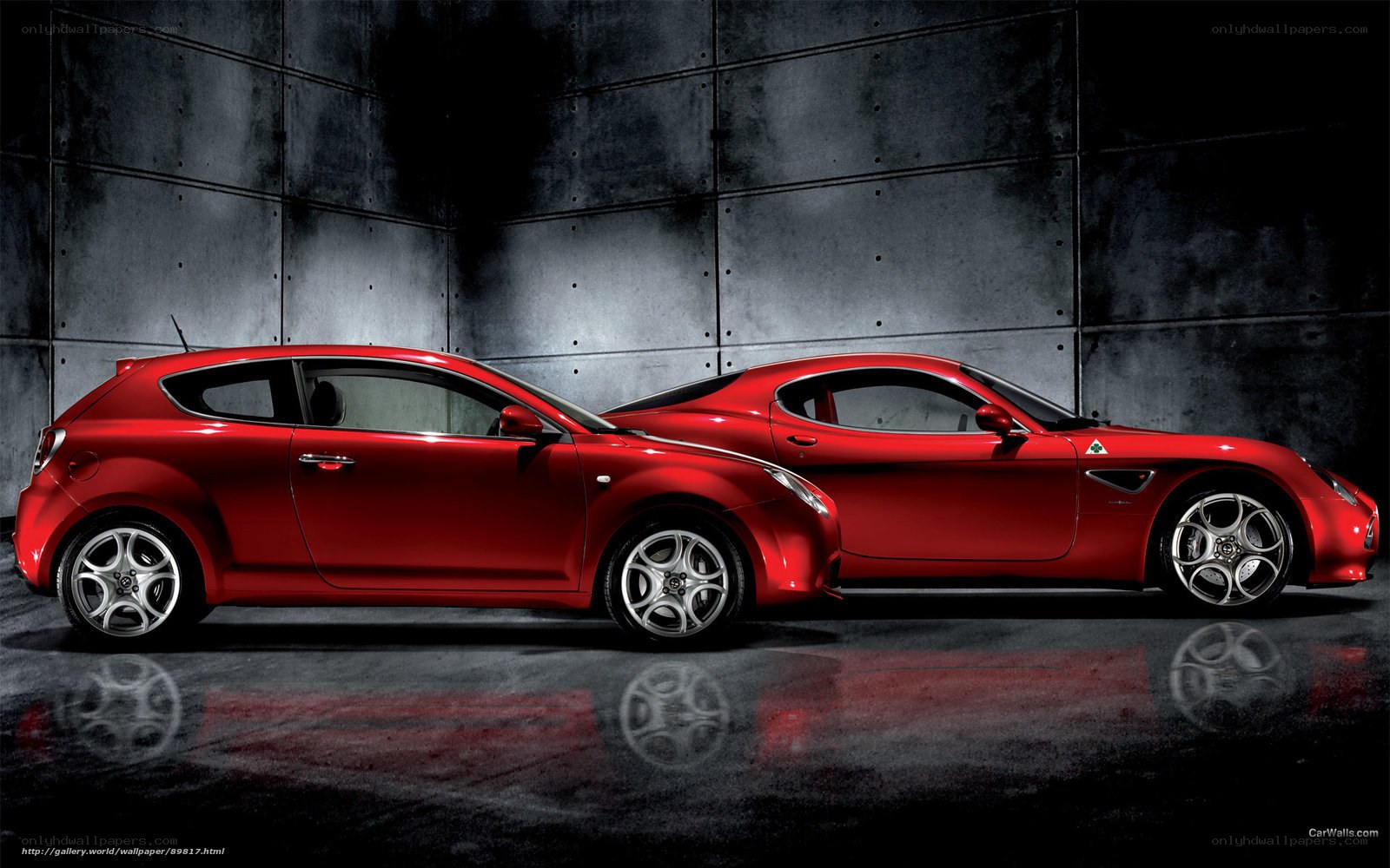 Red Alfa Romeo cars side by side