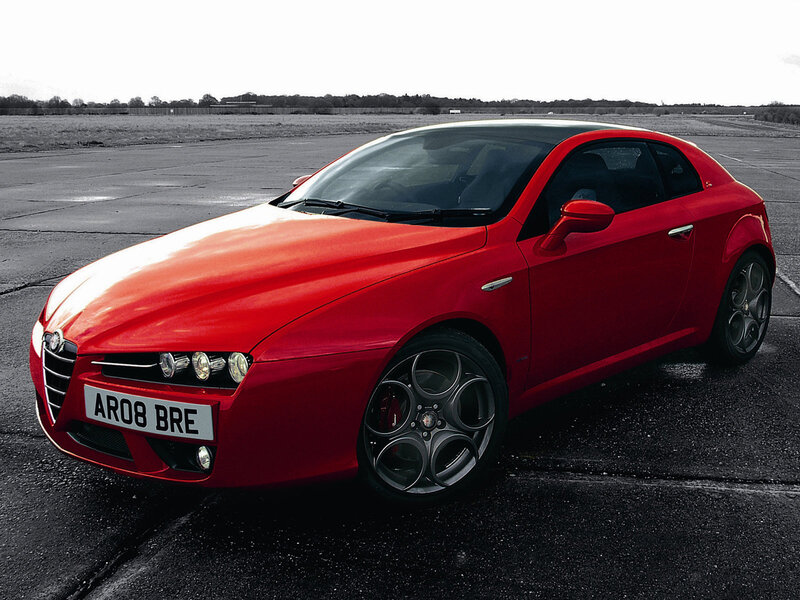 Red Alfa Romeo Coupe — Dramatic, Photograph, Car, Road