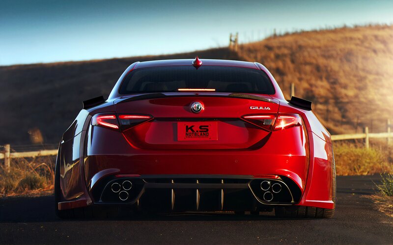 Red Alfa Romeo Giulia — Dramatic, Sunset