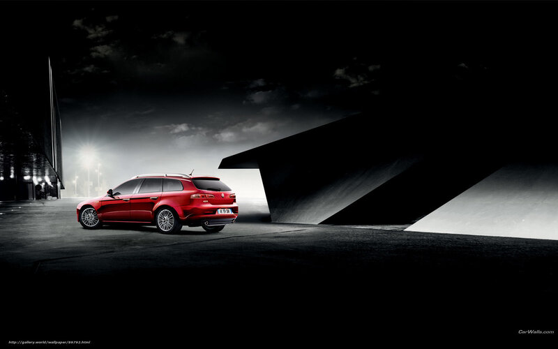 Red Alfa Romeo in dark setting