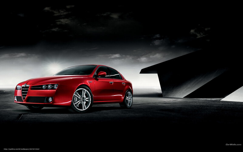 Red Alfa Romeo in dramatic lighting