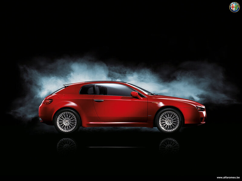 Red Alfa Romeo in smoke
