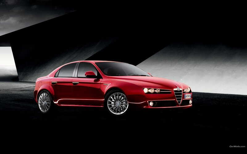 Red Alfa Romeo Sedan — Dramatic, Photograph