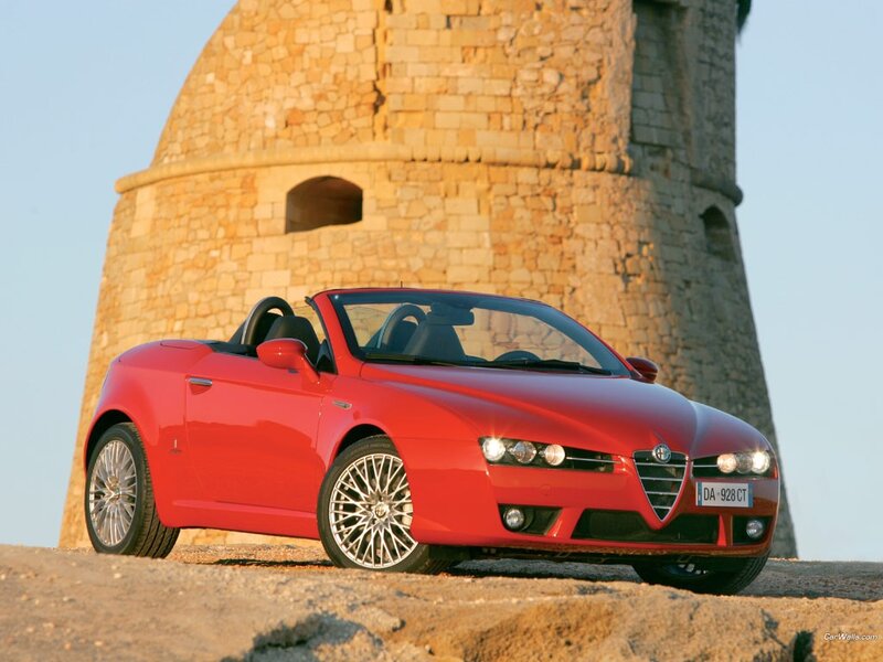 red alfa romeo spider convertible