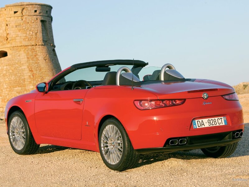 Red Alfa Romeo Spider convertible