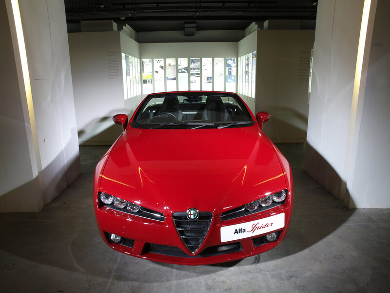 Red Alfa Romeo Spider on display