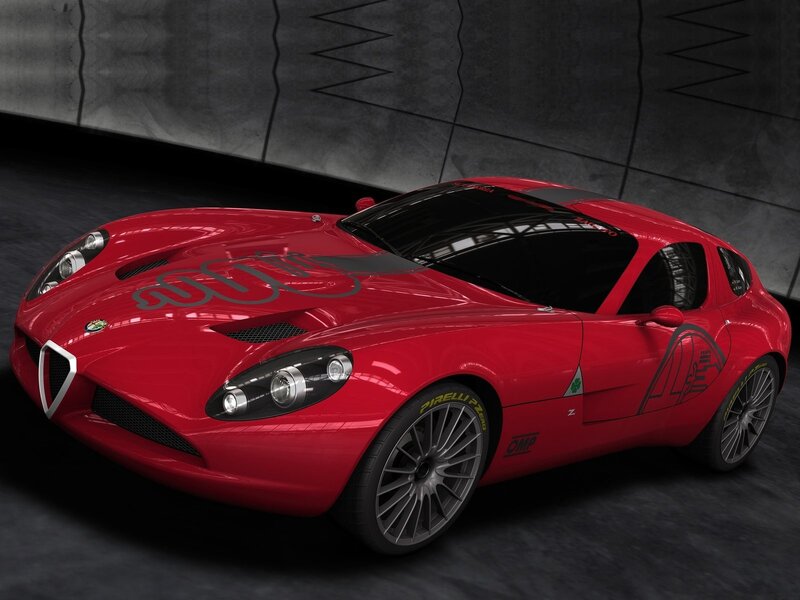 Red Alfa Romeo sports car