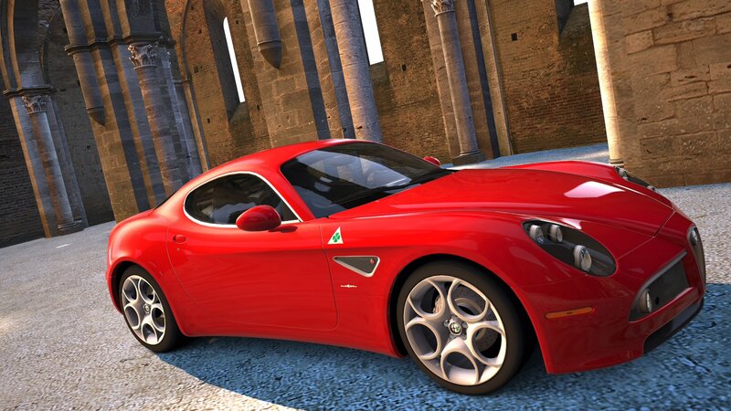Red Alfa Romeo sports car