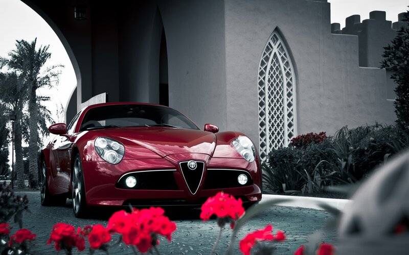 Red Alfa Romeo sports car