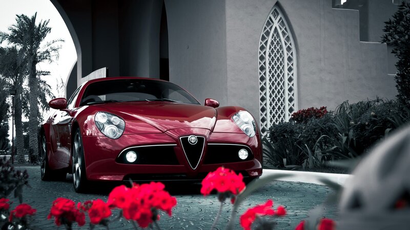 Red Alfa Romeo sports car