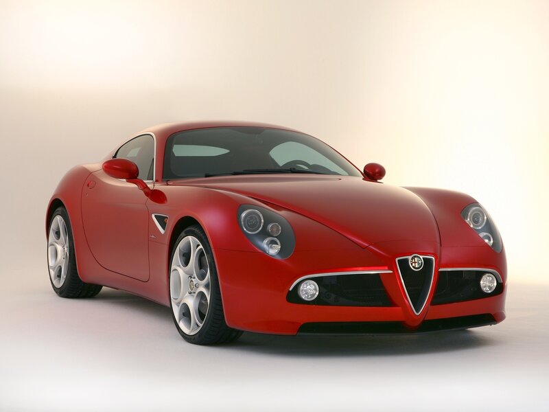 Red Alfa Romeo Sports Car — Neutral, Photograph, Wheels, Headlights
