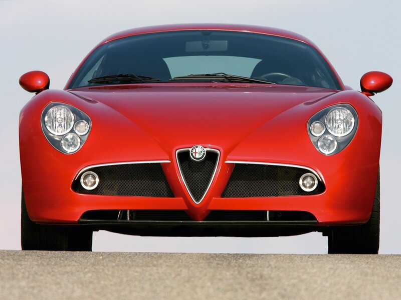 Red Alfa Romeo Sports Car — Neutral, Photograph, Windshield, Headlights