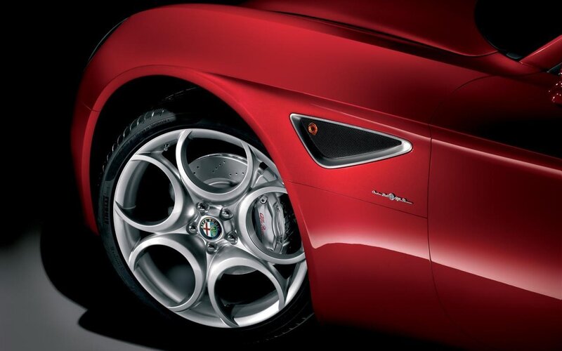 red alfa romeo wheel detail
