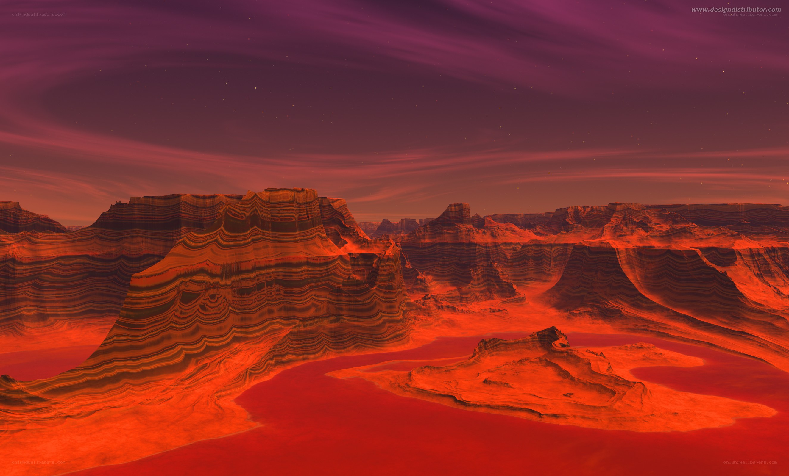 Red alien canyon landscape