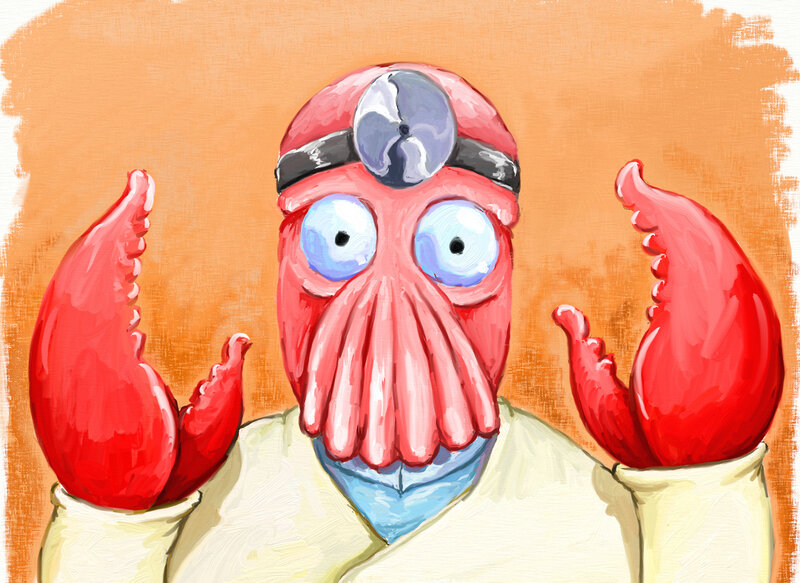 red alien doctor character