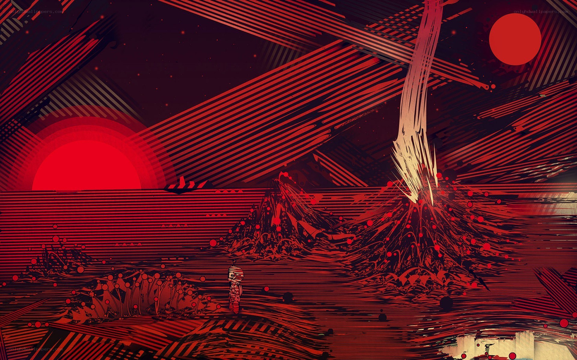Red alien landscape with lone figure