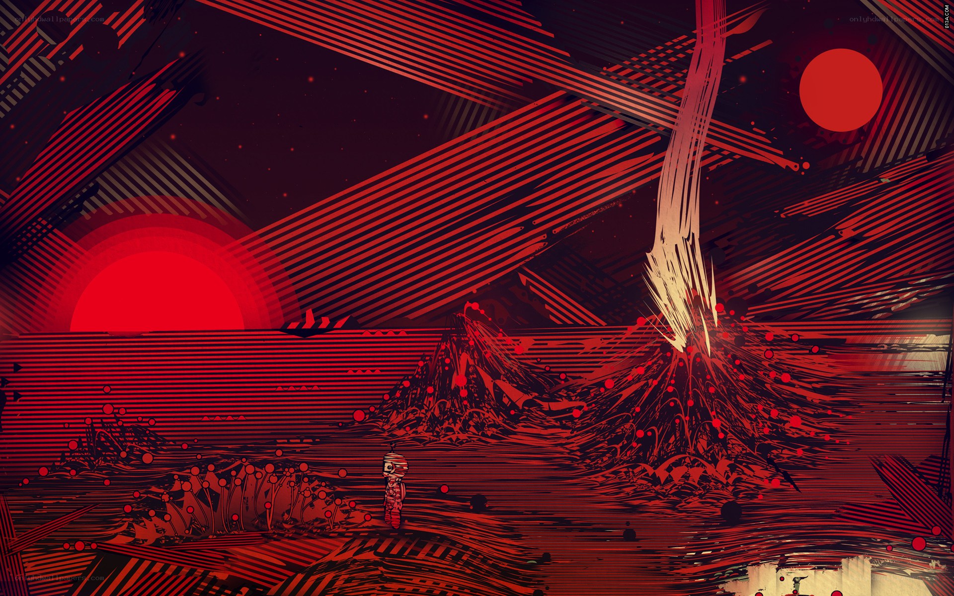 Red alien landscape with lone figure