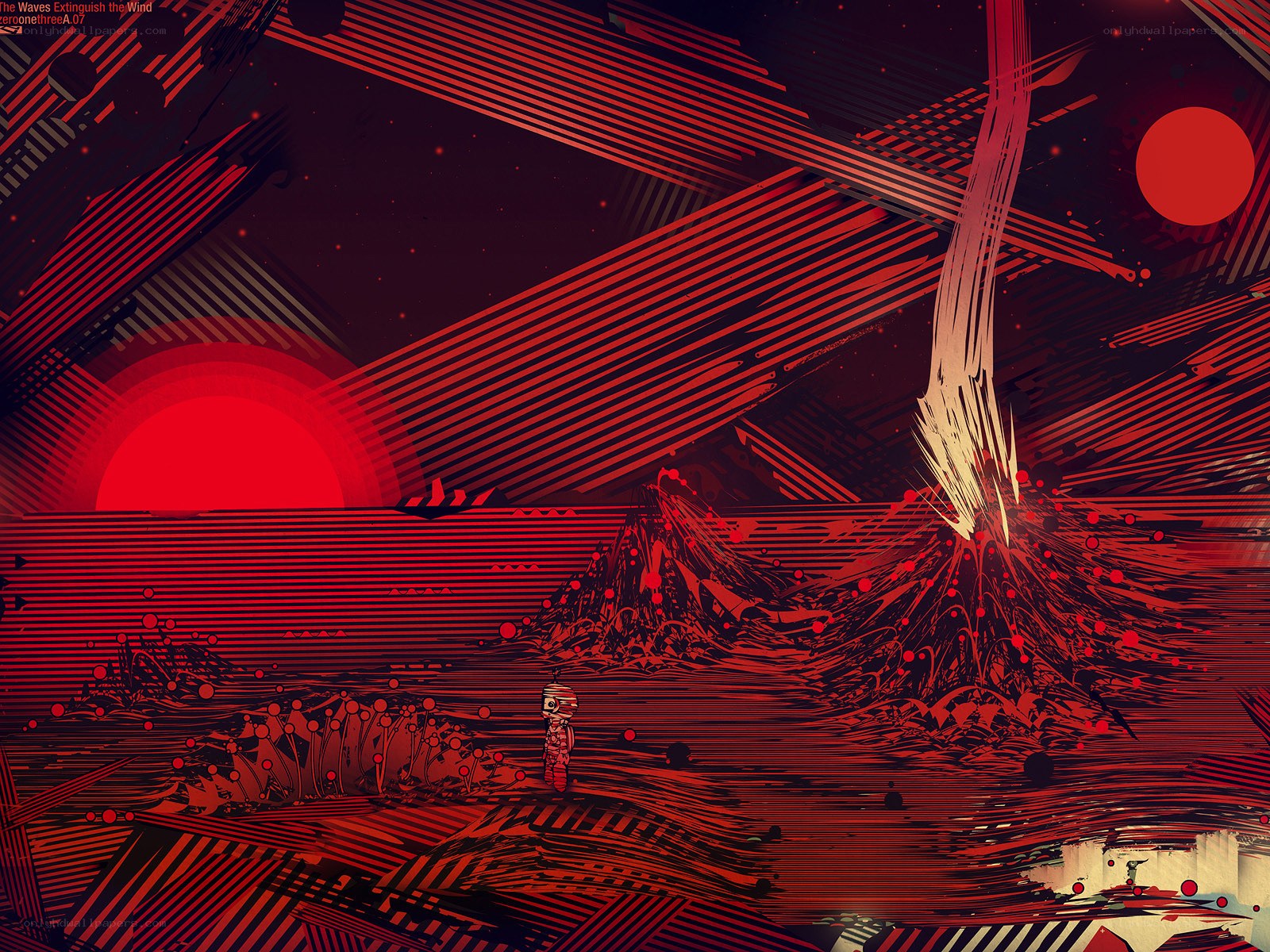 Red alien landscape with lone figure