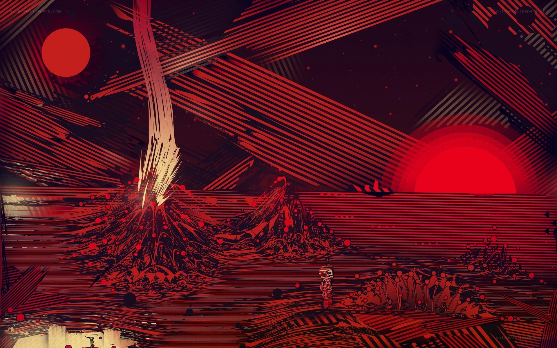 Red alien landscape with lone figure
