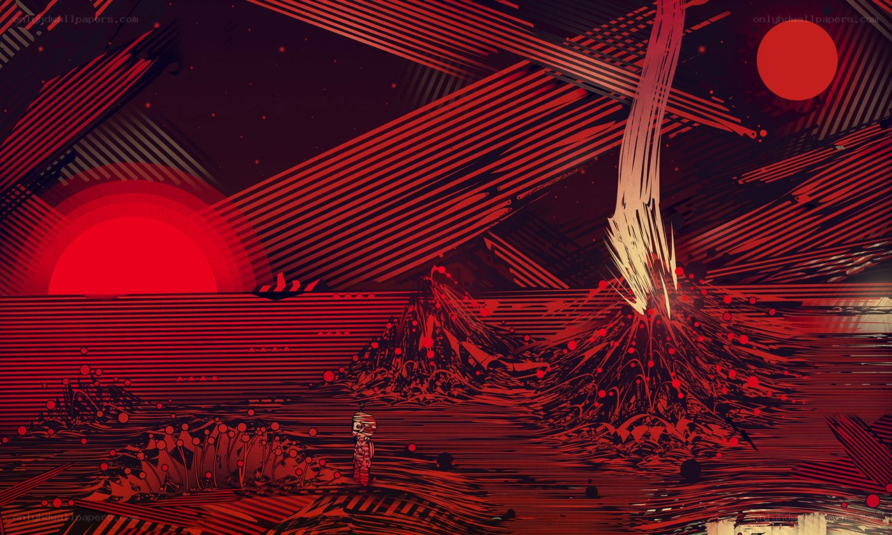 Red alien landscape with lone figure