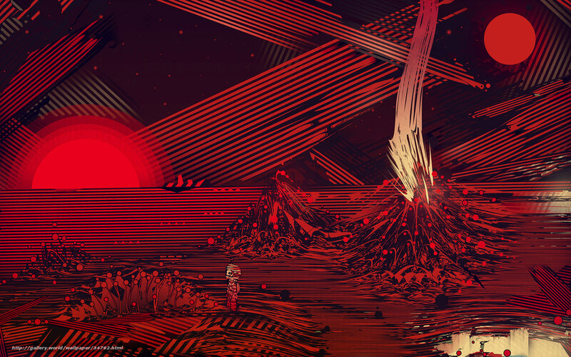 Red alien landscape with suns