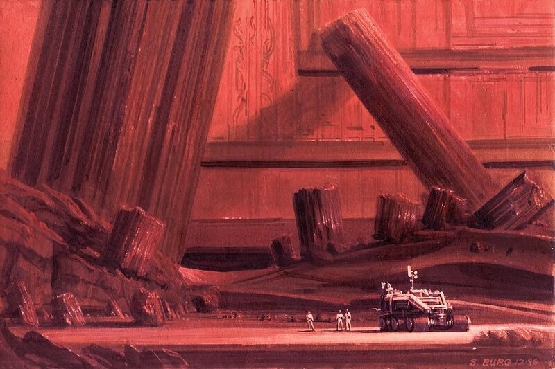 Red alien landscape with vehicle