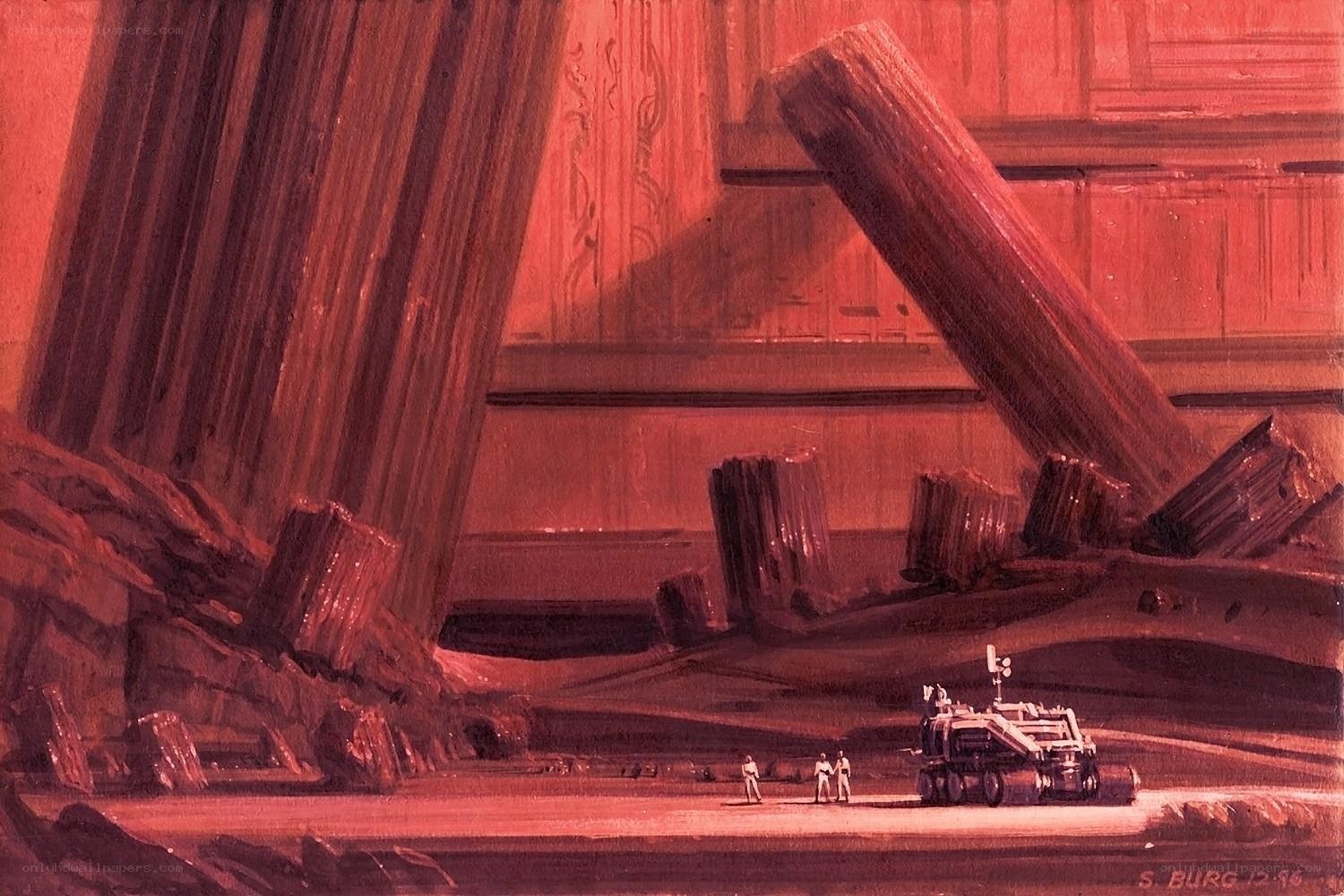 Red alien landscape with vehicle