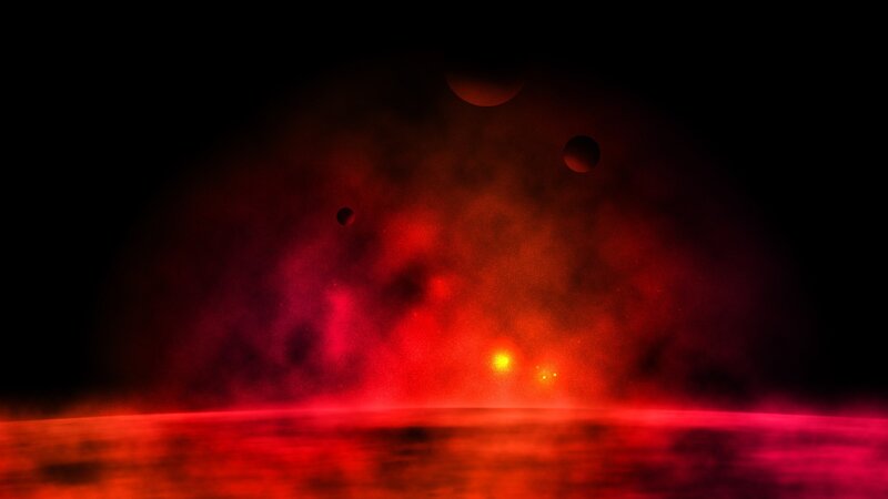 Red alien planet landscape