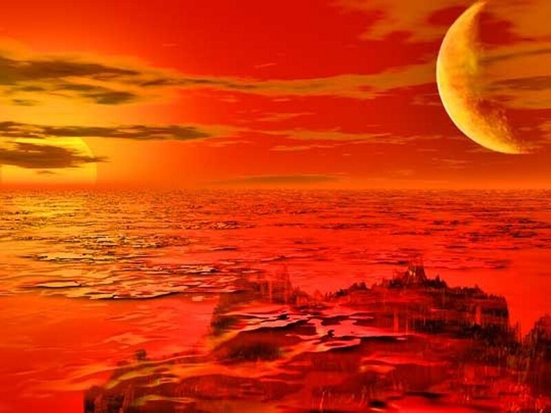 Red alien planet landscape