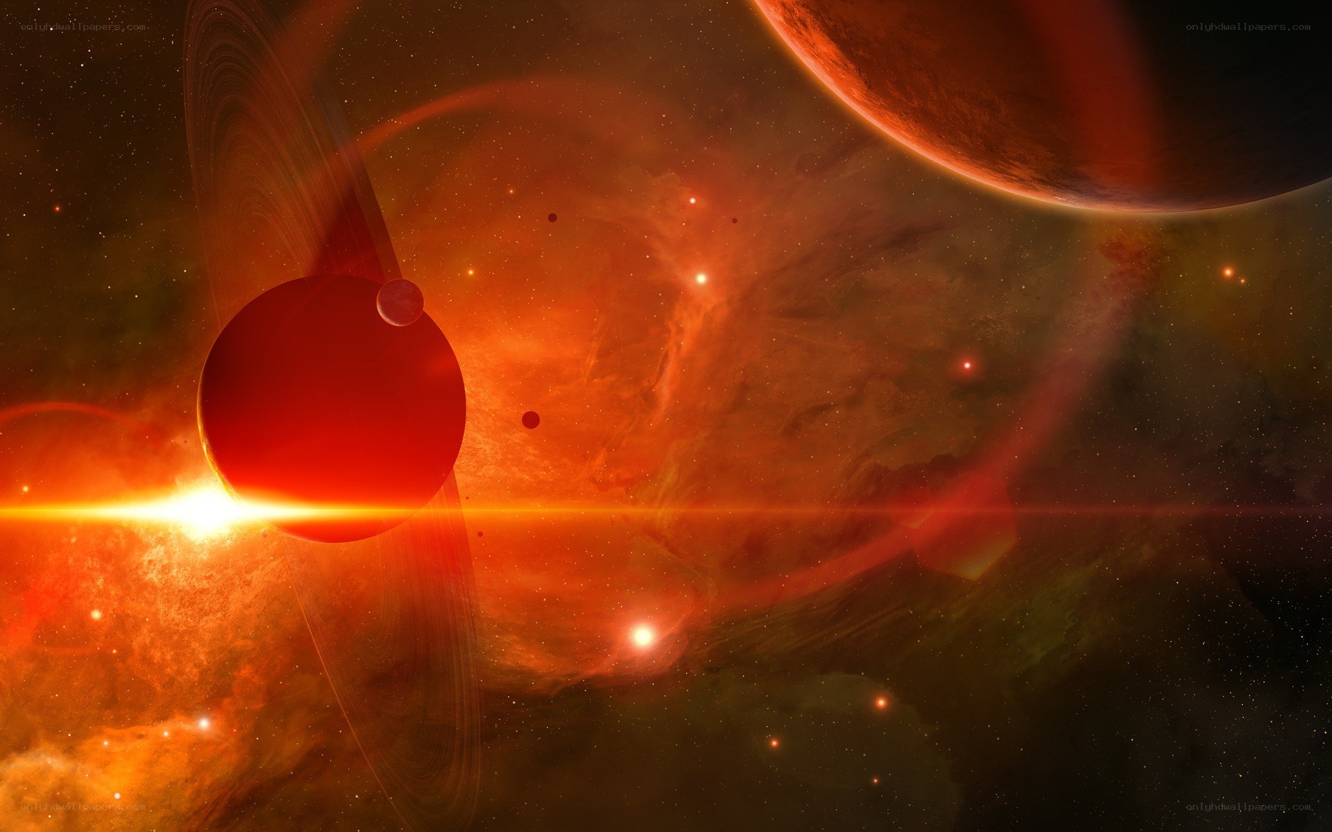 Red alien planet system