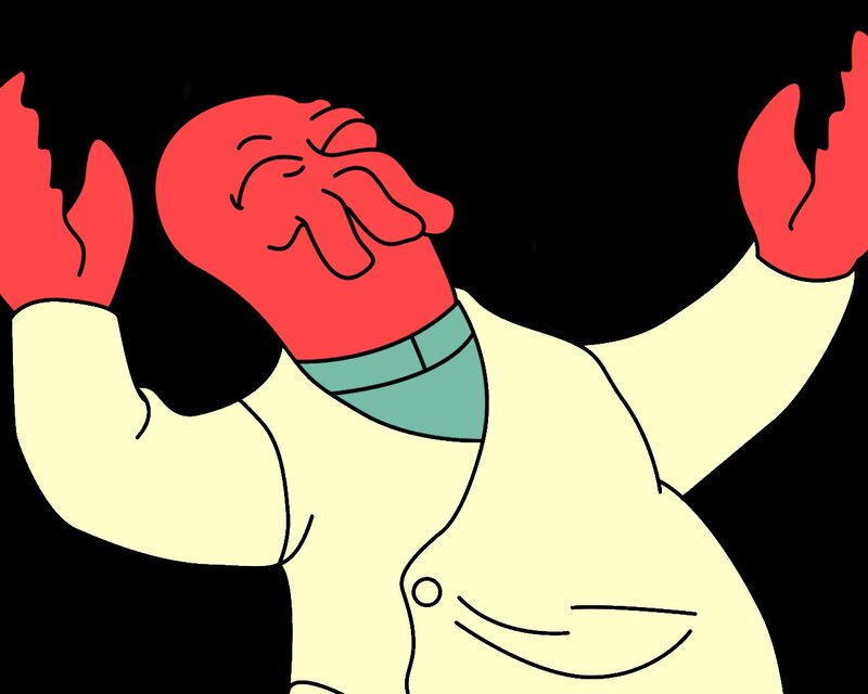 red alien with raised arms