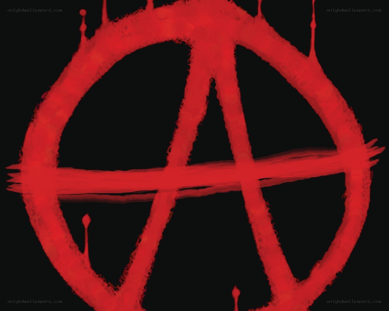 Red anarchy symbol on black