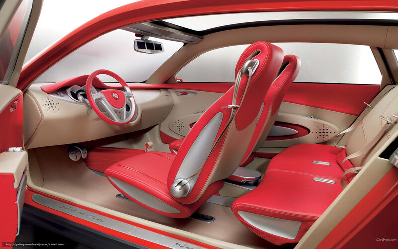 Red and beige car interior